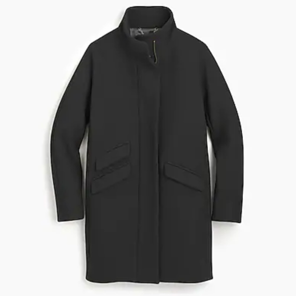 J.Crew Cocoon coat in Italian stadium-cloth wool-petite/tall-black-6P, T2,T14
